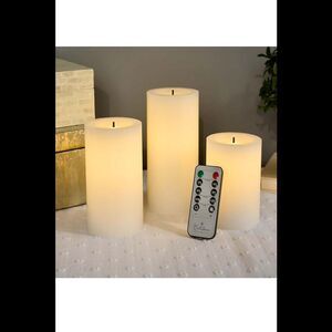 Bethlehem Lights 3-Pack Fiber Optic Flameless Pillars white